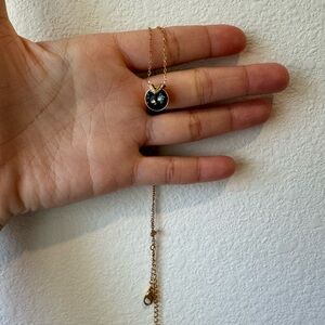 Black and Gold Cat Pendant Necklace